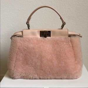 Fendi Mini Peekaboo in Pink Shearling